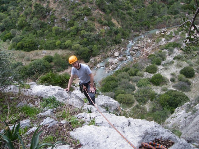 escalador con paisaje